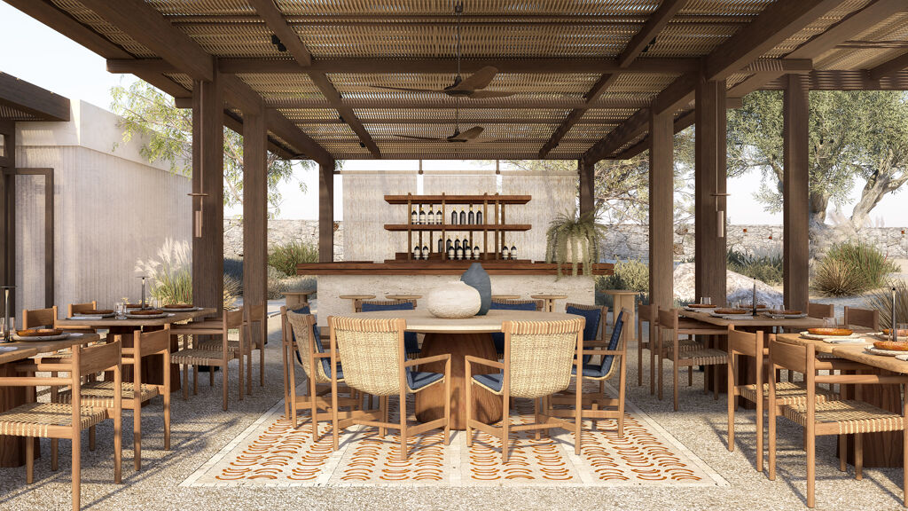 Bar de l'hôtel JW Marriott Crète Resort & Spa située sur la péninsule de Akrotiri à Marathi en Crète en Grèce