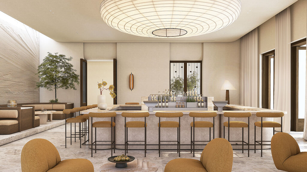 Bar de l'hôtel JW Marriott Crète Resort & Spa située sur la péninsule de Akrotiri à Marathi en Crète en Grèce