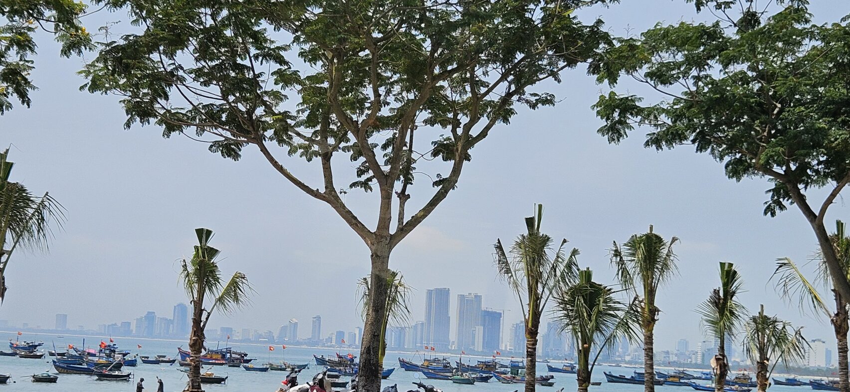 Bord de plage de Da Nang et la ville en perspective