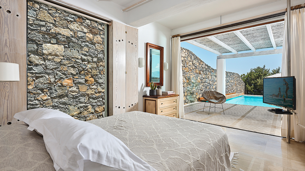 Thalassa trois chambres villas front de mer avec piscine privée à St.Nicolas Bay Boutique hôtel de Luxe situé à Aghios Nicolaos en Crète