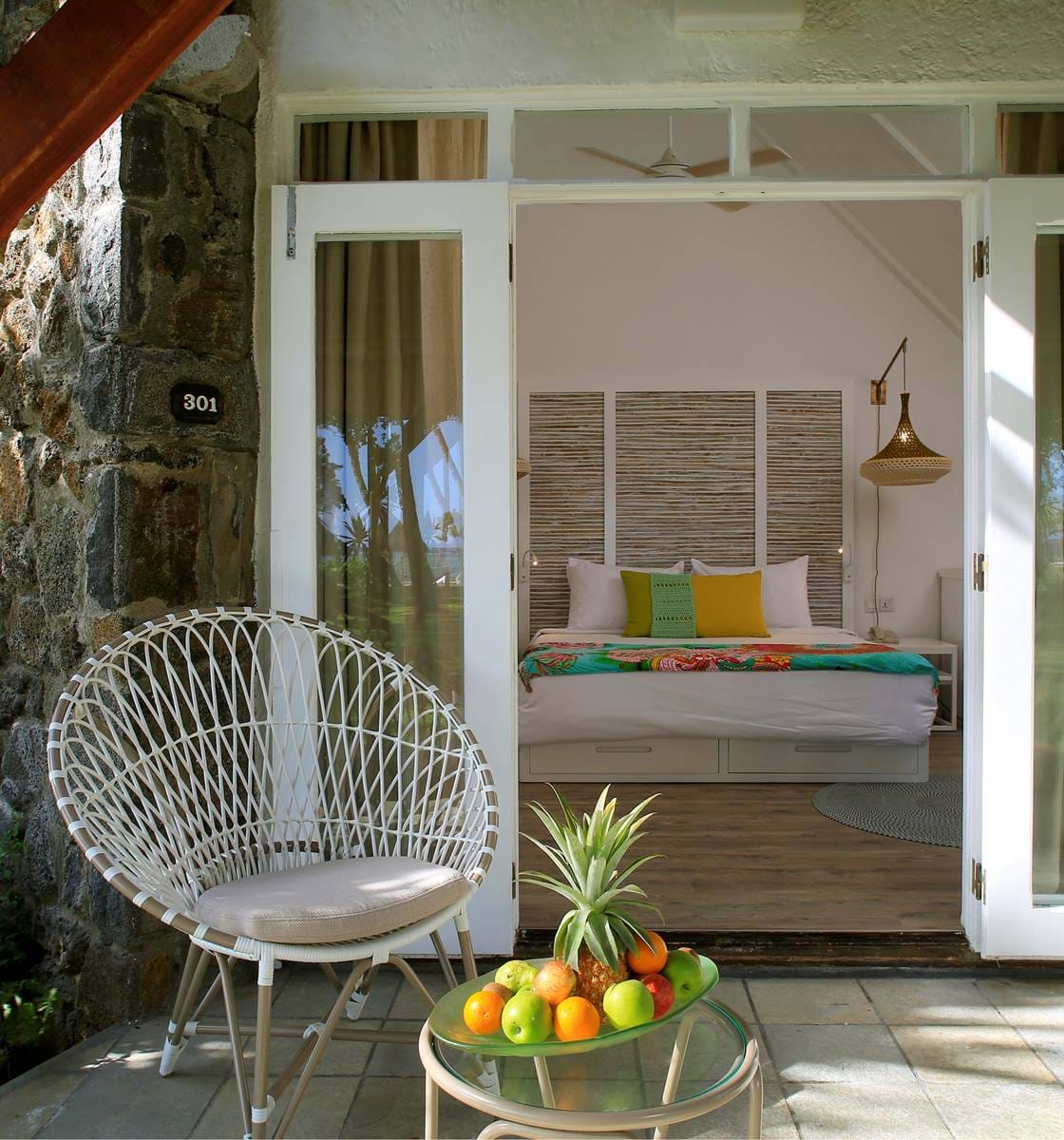 Pavillon de plage de l'hôtel La Pirogue Resort situé à l'île Maurice dans l'Océan Indien