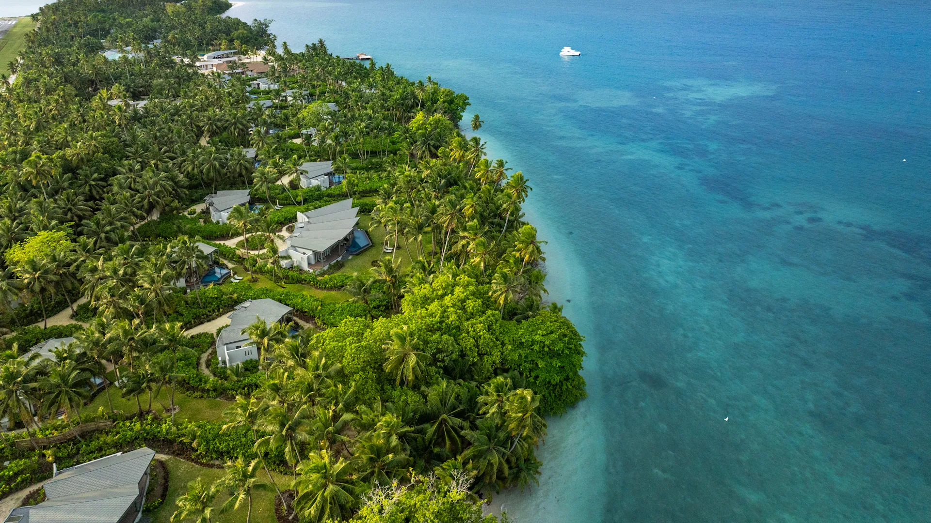 Vue d'ensemble de la position des villas sur l'île Platte à l'hôtel Waldorf Astoria aux Seychelles