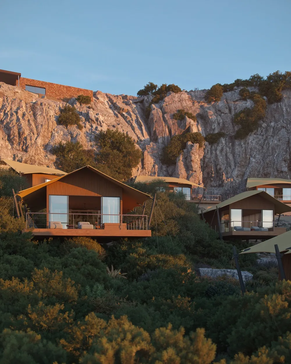 complexe de Pavillon sous tente à The Revery situé à Elafonissi situé dans le sud de la Crète en Grèce
