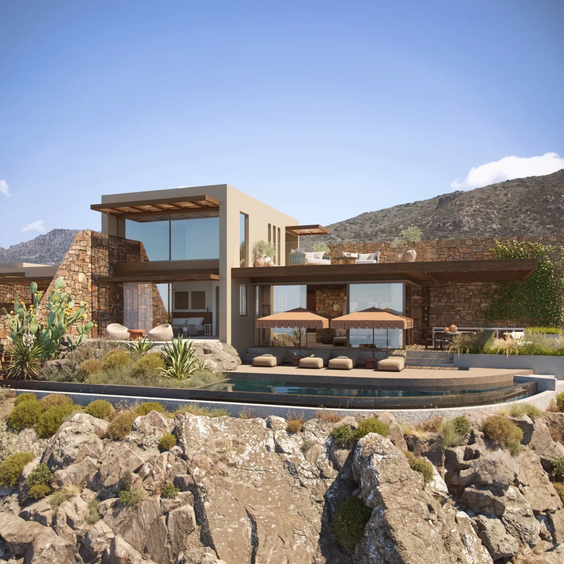 Villa deux chambres avec piscine privée chauffée à The Revery situé à Elafonissi situé dans le sud de la Crète en Grèce