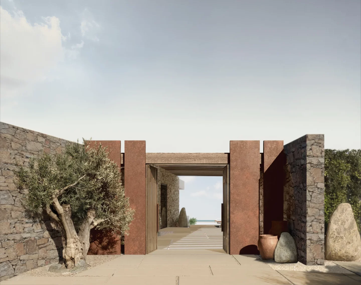 Porte de sortie ou d'entrée de The Revery situé à Elafonisi en Crète du sud en Grèce