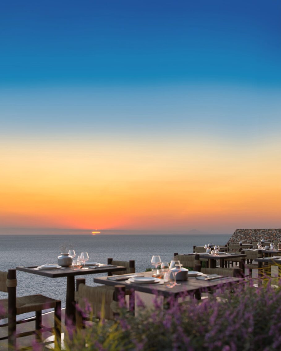 coucher de soleil depuis The Revery situé à Elafonissi situé dans le sud de la Crète en Grèce